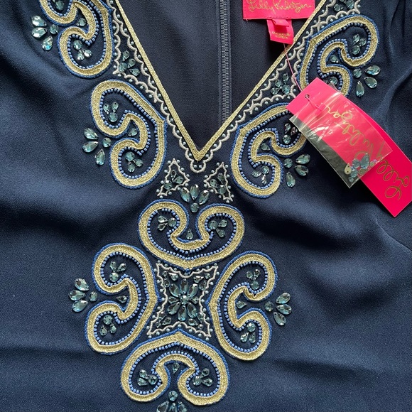 NWT Lilly Pulitzer Penelope shift blue embellished bling embroidered dress 6 - Picture 2 of 11